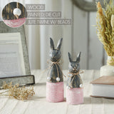 Spring In Bloom Wooden Cone Bunnies w/ Pink Base Set of 2-Lange General Store