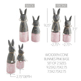 Spring In Bloom Wooden Cone Bunnies w/ Pink Base Set of 2-Lange General Store