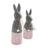 Spring In Bloom Wooden Cone Bunnies w/ Pink Base Set of 2-Lange General Store