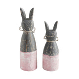 Spring In Bloom Wooden Cone Bunnies w/ Pink Base Set of 2-Lange General Store