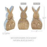 Spring In Bloom Wooden Enamel Edge Bunny w/ Natural Beads 8.5"-Lange General Store