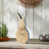 Spring In Bloom Wooden Enamel Edge Bunny w/ Natural Beads 8.5"-Lange General Store