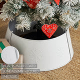 Stamped Snowflake Metal Tree Collar White-Lange General Store