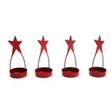 Star Tealight Holder Barn Red Set of 4-Lange General Store