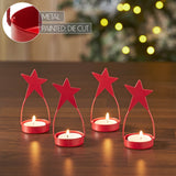 Star Tealight Holder Barn Red Set of 4-Lange General Store