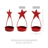 Star Tealight Holder Barn Red Set of 4-Lange General Store