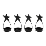 Star Tealight Holder Black Set of 4-Lange General Store