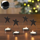 Star Tealight Holder Black Set of 4-Lange General Store