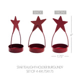 Star Tealight Holder Burgundy Set of 4-Lange General Store