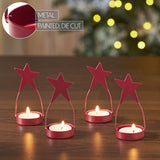 Star Tealight Holder Burgundy Set of 4-Lange General Store