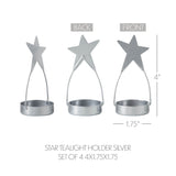 Star Tealight Holder Silver Set of 4-Lange General Store