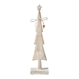 Star Top Christmas Tree Narrow White Wooden Figurine-Lange General Store