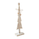 Star Top Christmas Tree Narrow White Wooden Figurine-Lange General Store