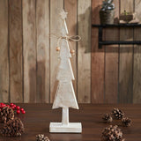 Star Top Christmas Tree Narrow White Wooden Figurine-Lange General Store