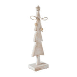 Star Top Christmas Tree Narrow White Wooden Figurine-Lange General Store