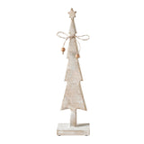 Star Top Christmas Tree Narrow White Wooden Figurine-Lange General Store