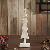 Star Top Christmas Tree Narrow White Wooden Figurine-Lange General Store