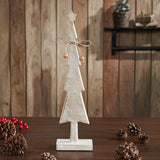 Star Top Christmas Tree Narrow White Wooden Figurine-Lange General Store