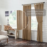 Stitched Burlap Natural Long Panel Curtains-Lange General Store