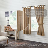 Stitched Burlap Natural Short Panel Curtains-Lange General Store