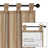 Stitched Burlap Natural Short Panel Curtains-Lange General Store