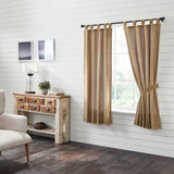 Stitched Burlap Natural Short Panel Curtains-Lange General Store