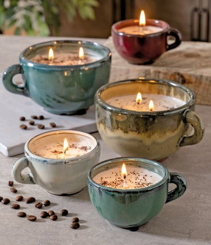 Stoneware Coffee Cup Candles-Lange General Store