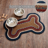 Stratford Dog Bone Braided Waterproof Rug Mat – Medium – Modern Farmhouse Dog Mat – Khaki, Red-Orange