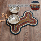 Stratford Dog Bone Braided Waterproof Rug Mat – Small – Modern Farmhouse Dog Mat – Khaki, Red-Orange