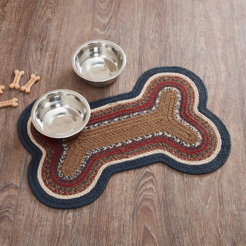 Stratford Dog Bone Braided Waterproof Rug Mat – Medium 15x23 – Khaki Tan, Red-Orange, Black, Blue