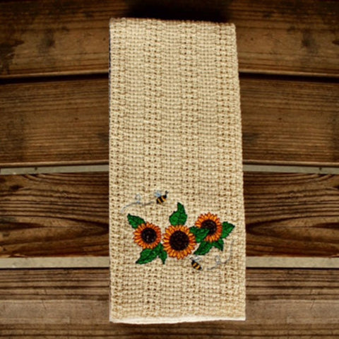 Sunflower Embroidered Cotton Dish Towel-Lange General Store