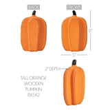 Tall Orange Wooden Pumpkin 8x5x2-Lange General Store