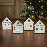 Tealight Holder House Antique White Set of 4-Lange General Store