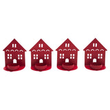 Tealight Holder House Barn Red Set of 4-Lange General Store