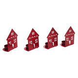 Tealight Holder House Barn Red Set of 4-Lange General Store