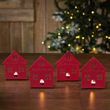 Tealight Holder House Barn Red Set of 4-Lange General Store