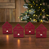 Tealight Holder House Burgundy Set of 4-Lange General Store