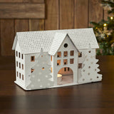 Tealight Holder Metal Village House B Antique White-Lange General Store