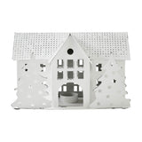 Tealight Holder Metal Village House B Antique White-Lange General Store