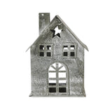 Tealight Holder Metal Village House E Antique Grey-Lange General Store