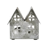 Tealight Holder Metal Village House E Antique Grey-Lange General Store