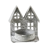 Tealight Holder Metal Village House E Antique Grey-Lange General Store