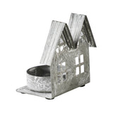 Tealight Holder Metal Village House E Antique Grey-Lange General Store