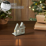 Tealight Holder Metal Village House E Antique Grey-Lange General Store