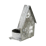 Tealight Holder Metal Village House F Antique Grey-Lange General Store