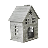 Tealight Holder Metal Village House H Antique Grey-Lange General Store