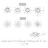 Tealight Holder Snowflake Antique White Set of 4-Lange General Store