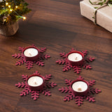 Tealight Holder Snowflake Burgundy Set of 4-Lange General Store