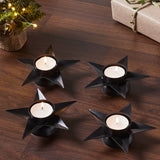 Tealight Holder Star Antique Black Set of 4-Lange General Store