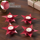 Tealight Holder Star Barn Red Set of 4-Lange General Store